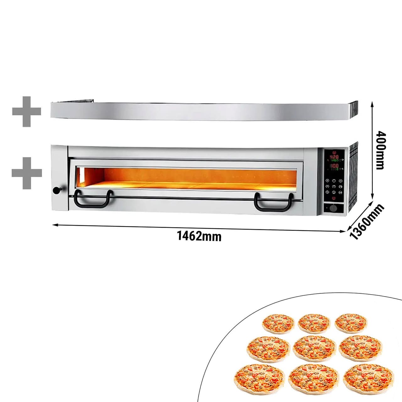 Pec na pizzu Power s digestoří - 9x Ø 34 cm