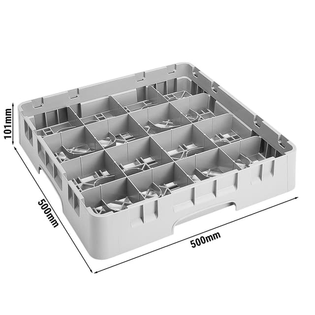 CAMBRO | CAMRACK® - Koš na šálky 1/1 s 16 přihrádkami - 500x500mm - šedý