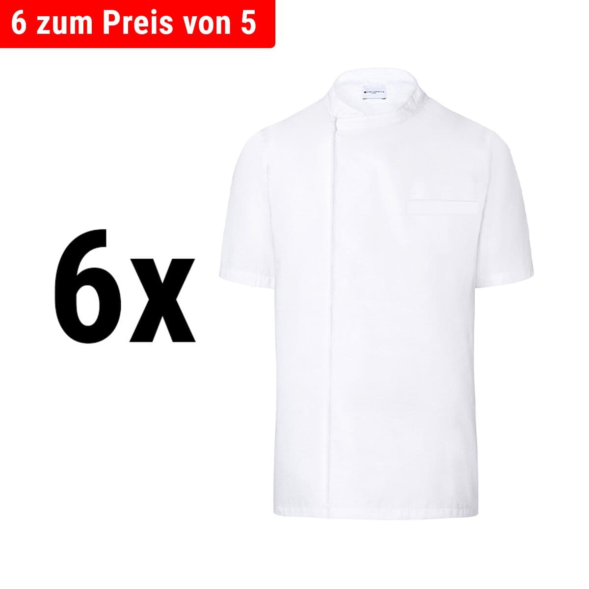 (6 pieces) Karlowsky - Short Sleeve Throw Over Cooking Shirt - White - Size: M