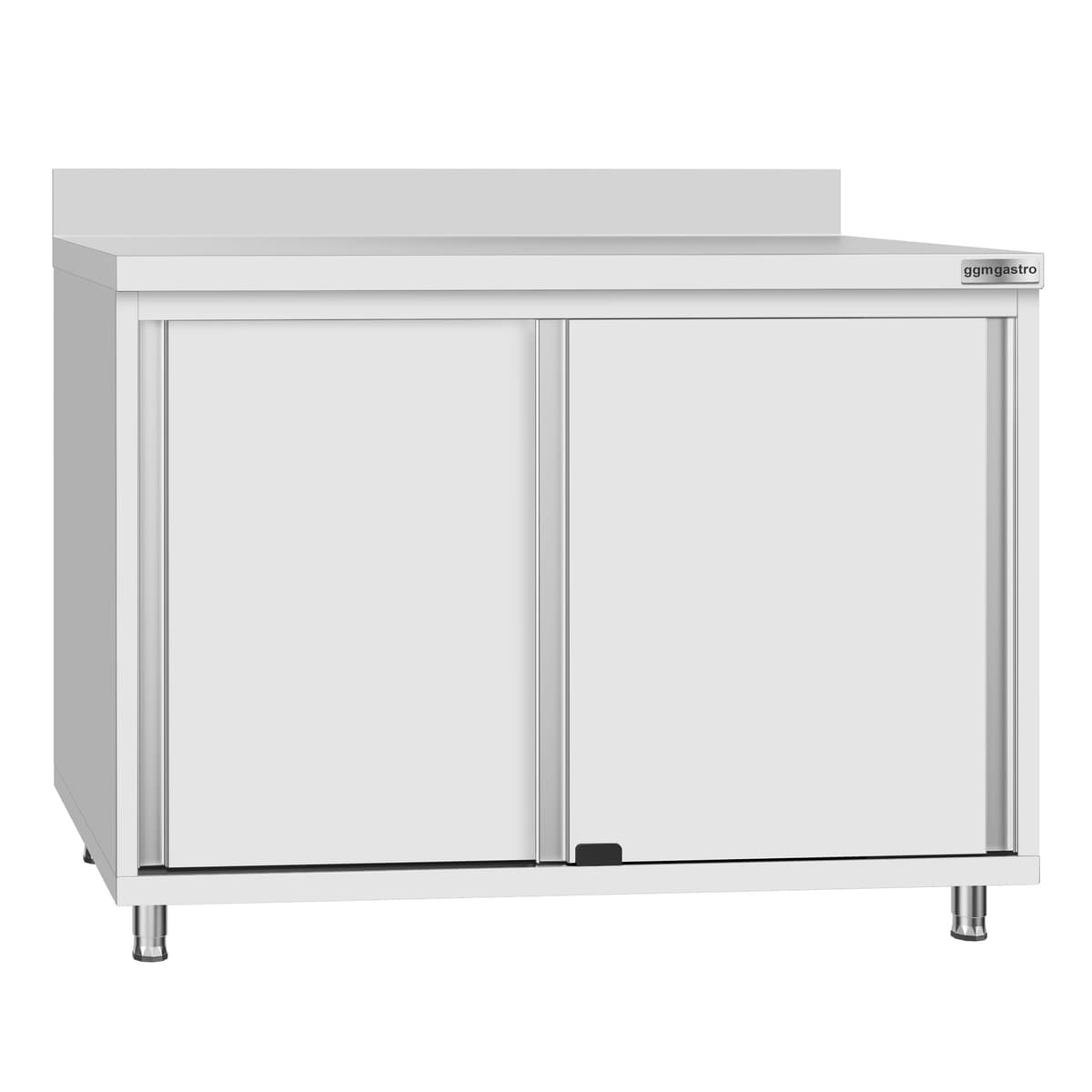 Stainless steel work cabinet ECO - 1000x700mm - with sliding door and backsplash