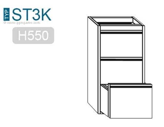 Zásuvkový stůl PREMIUM - 0,4 m - se 3 šuplíky - Podstavný modul pro pracovní stoly 700 hluboký