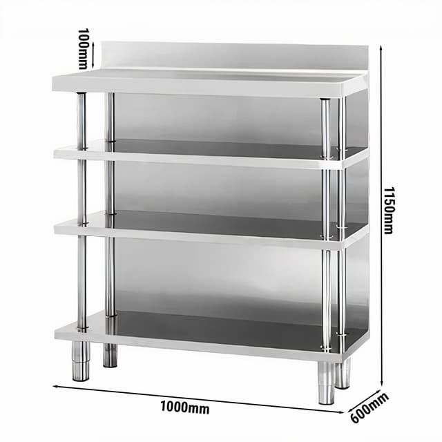 Edelstahl Bar-Arbeitstisch mit 4 Ablagen 1000x600