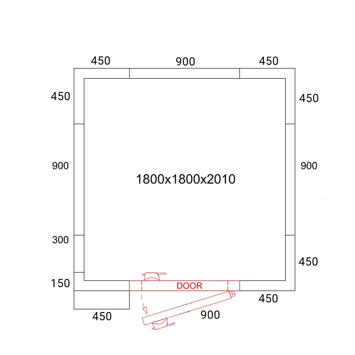 Cold room - 1800x1800mm - 4,97m³ - incl. cooling unit