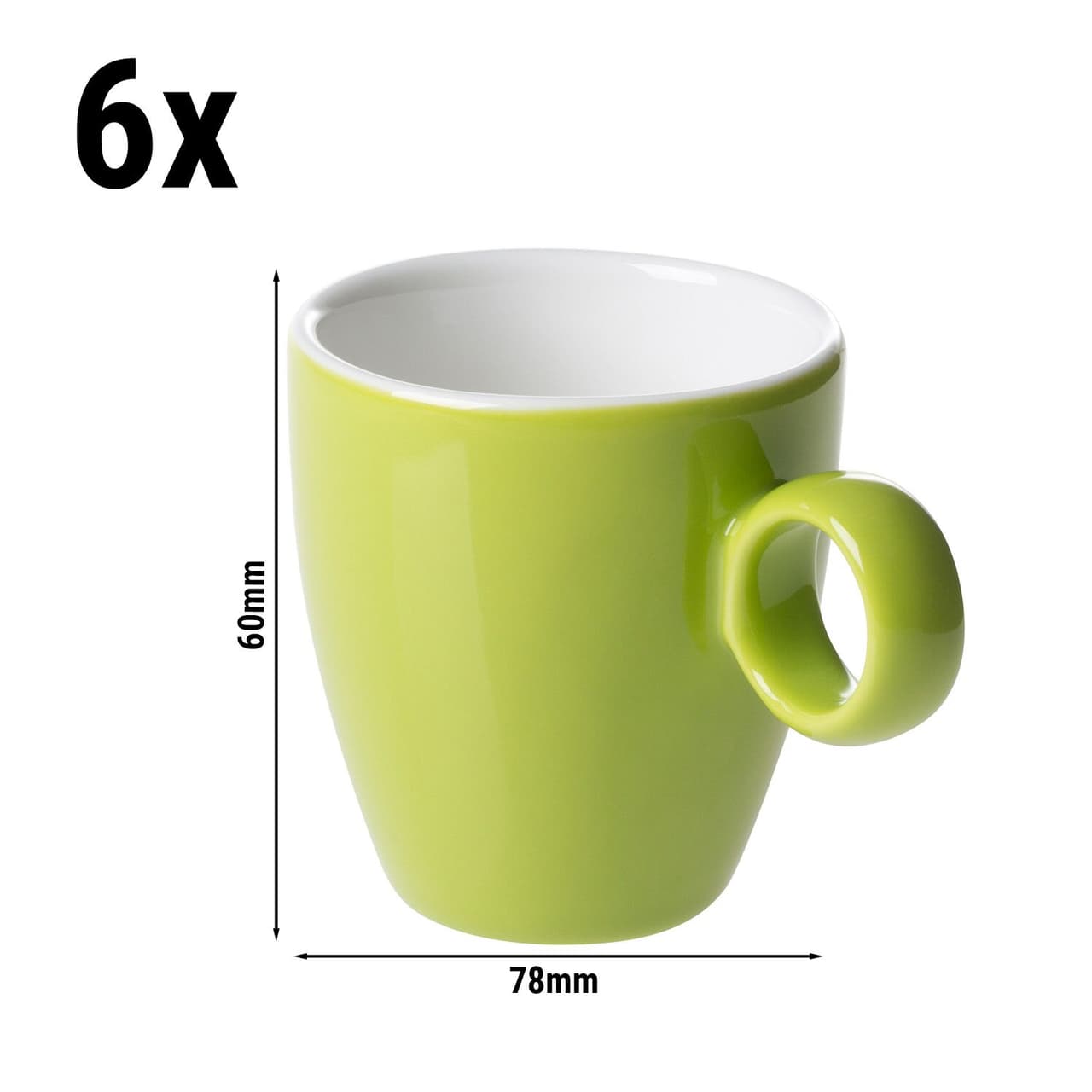 (6 Kusů) BART COLOUR CAFE - Espresso šálek - 65ml - limetkový