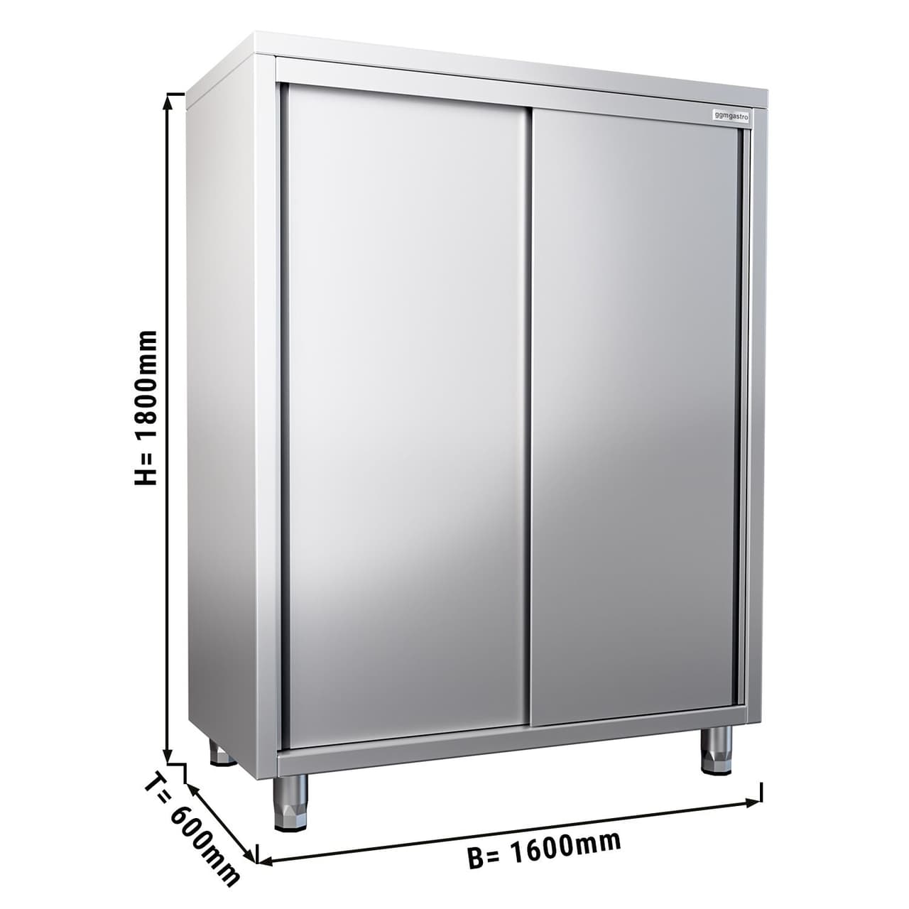 Geschirrschrank - 1600x600mm - 2 Schiebetüren - Höhe: 1800mm