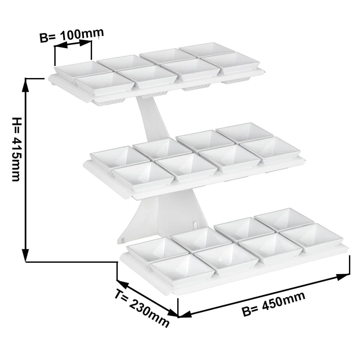 Etagerie / buffet stand - incl. 24 melamine bowls - square