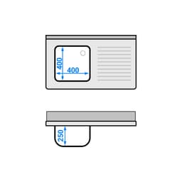 Nerezový mycí stůl  ECO - se spodní policí - 1,0 m - 1 dřez vlevo - D 40 x Š 40 x H 25 cm