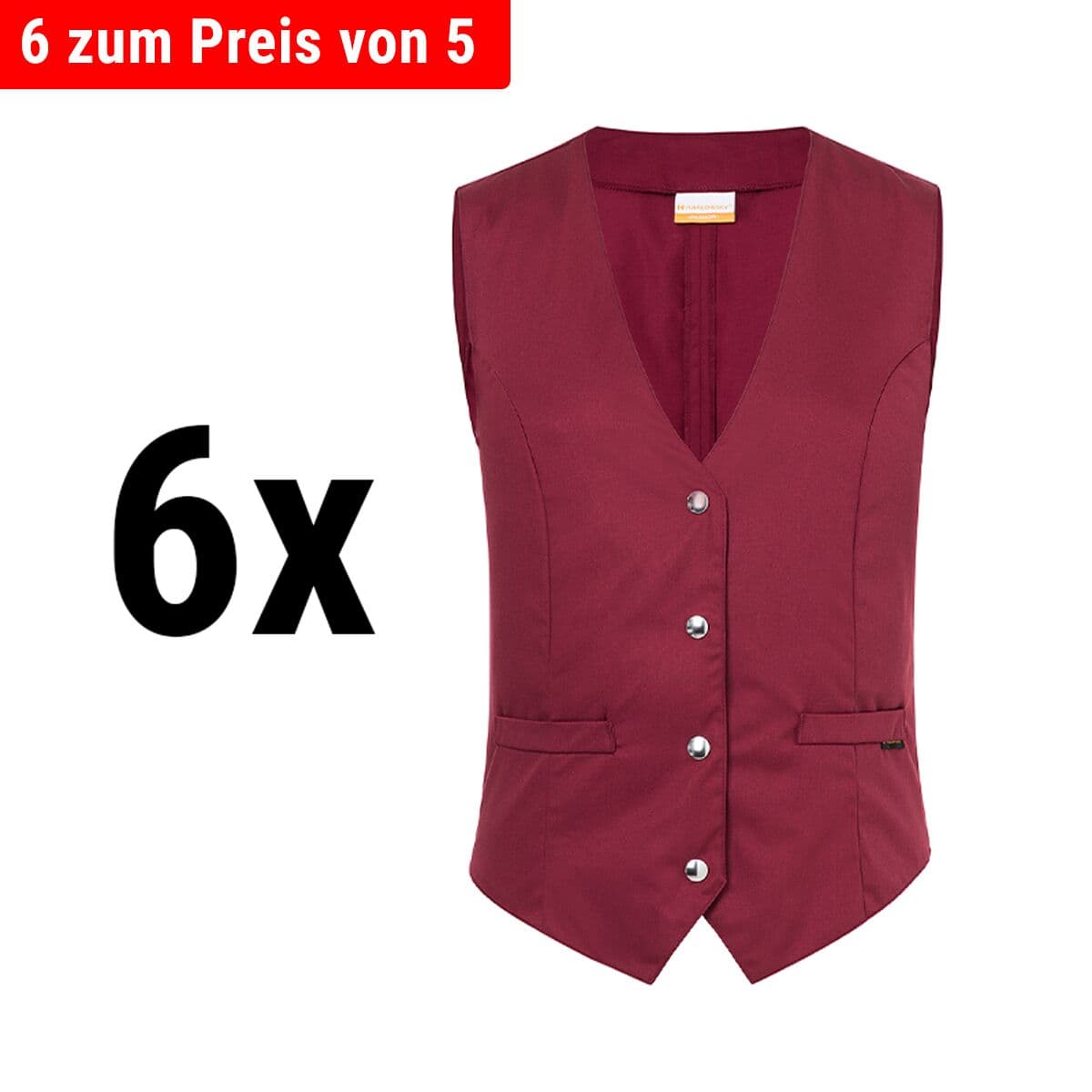 (6 pieces) Karlowsky - Ladies vest Lena - Bordeaux - Size: 34