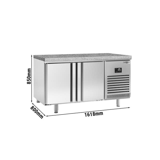 Bäckereikühltisch Premium PLUS - 1618x800mm - mit 2 Türen & Granitarbeitsplatte