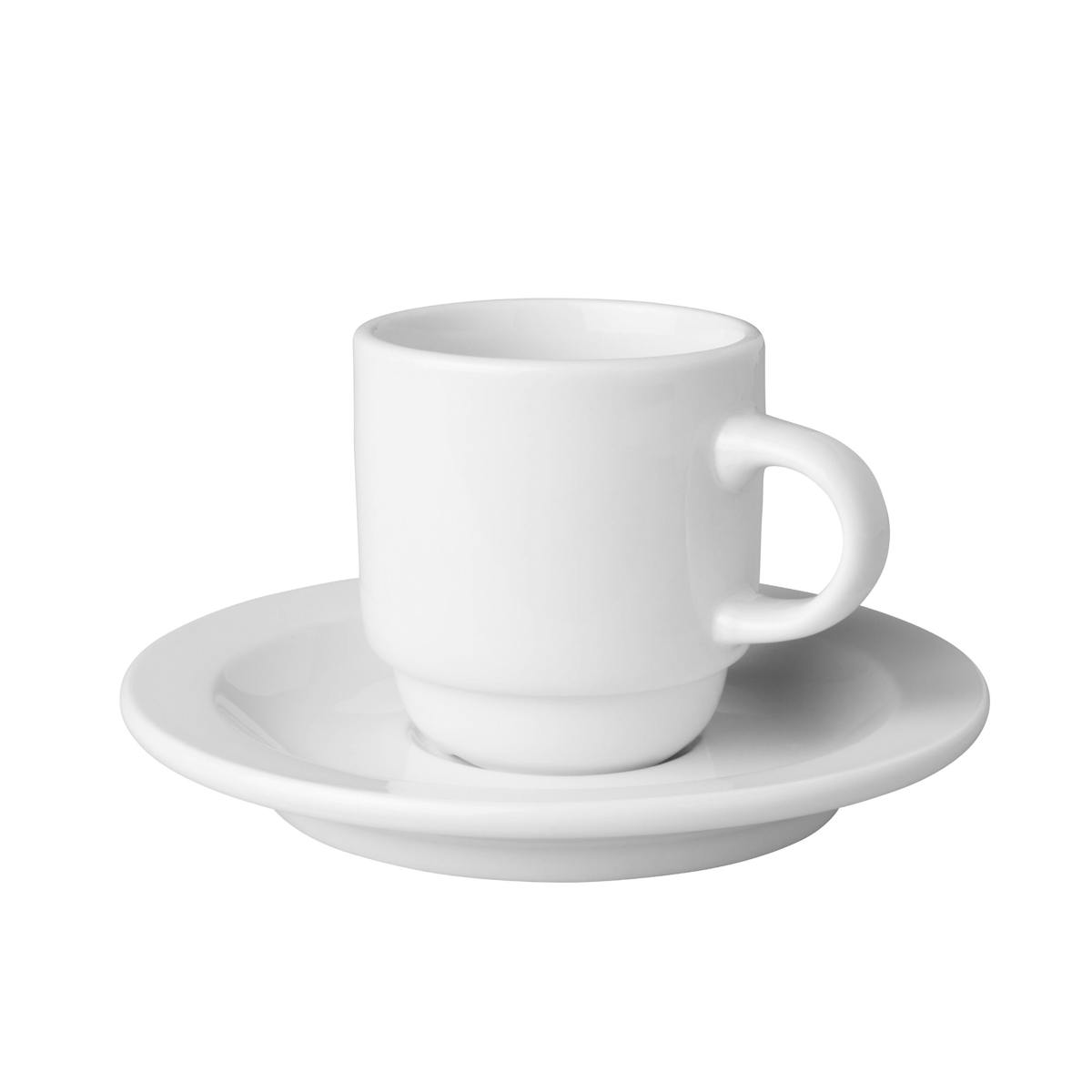 (6 pieces) BUDGETLINE  Coffee cups + saucers Mammoet - 14 cl - White
