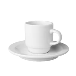 (6 pieces) BUDGETLINE  Coffee cups + saucers Mammoet - 14 cl - White