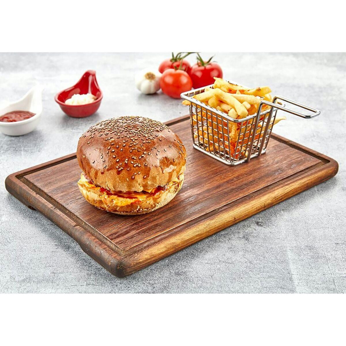 (6 pieces) Iroko wood steak plate - 350 x 250 mm