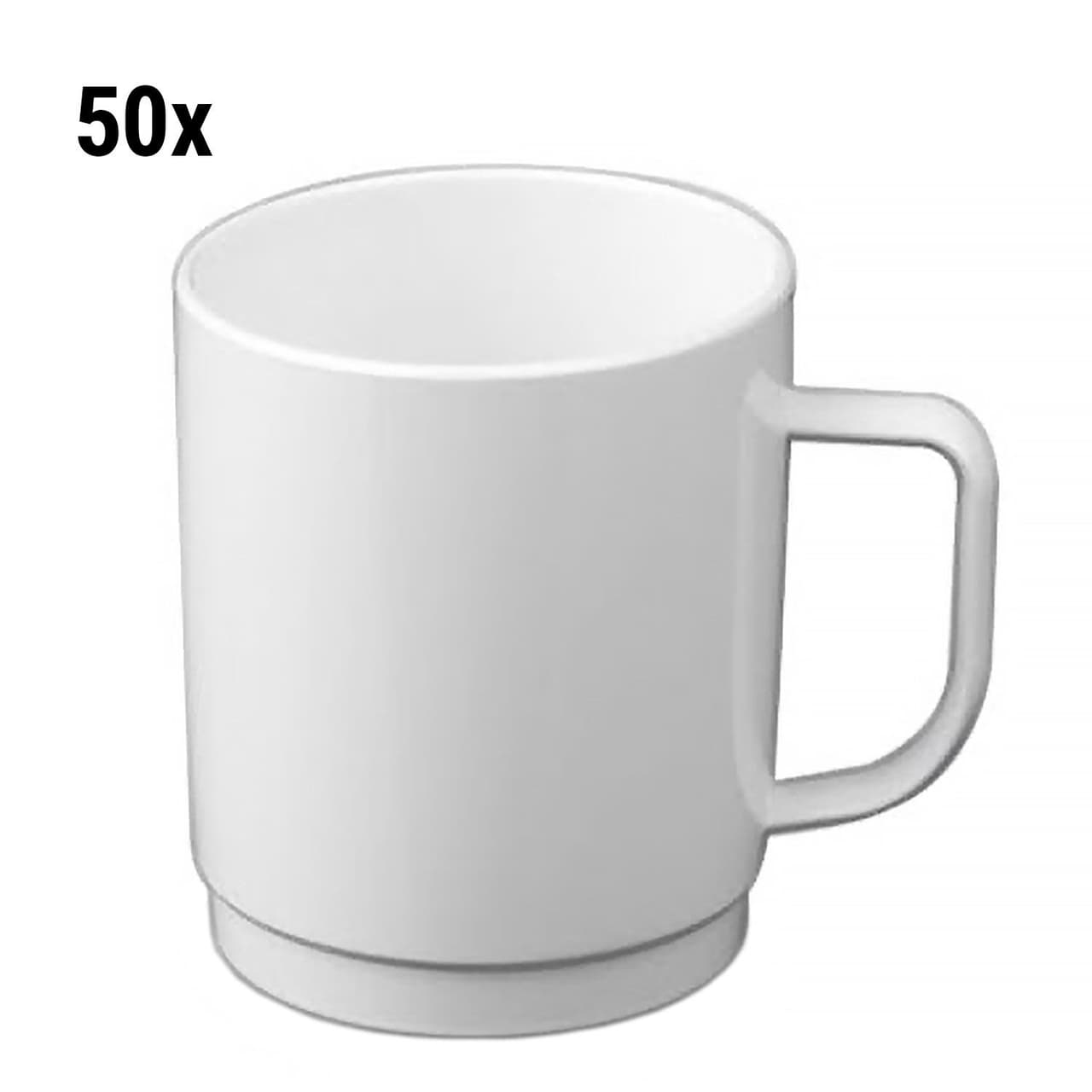 (50 Kusů) Polykarbonátový šálek na čaj/kávu, bílý - 250 ml