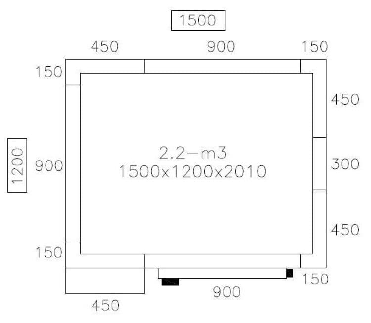 Deep-freeze cabinet - 1500x1200mm - 2.2m³ - incl. freezer unit & slats