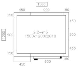 Deep-freeze cabinet - 1500x1200mm - 2.2m³ - incl. freezer unit & slats