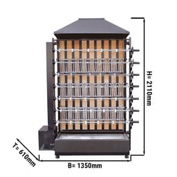 Gril na dřevěné uhlí se 7 rožni pro 35 kuřat - 1350 x 610 x 2110 mm