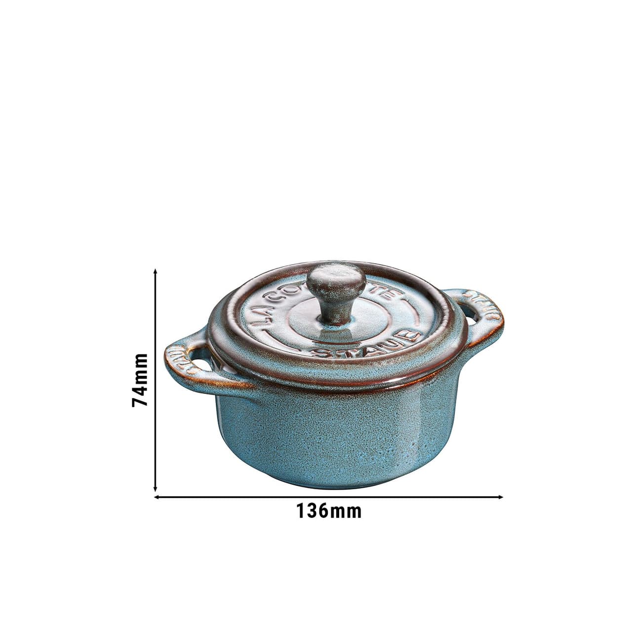 STAUB | CERAMIQUE - mini kokotka - Ø 100 mm - kulatá - keramika - tyrkysová barva