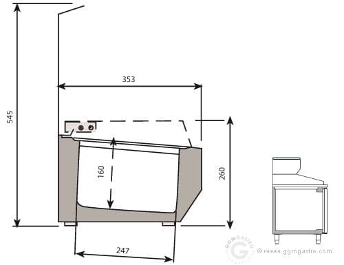 Chladicí vitrína 1,7 x 0,35 m - pro 7 x GN 1/4 nádobu