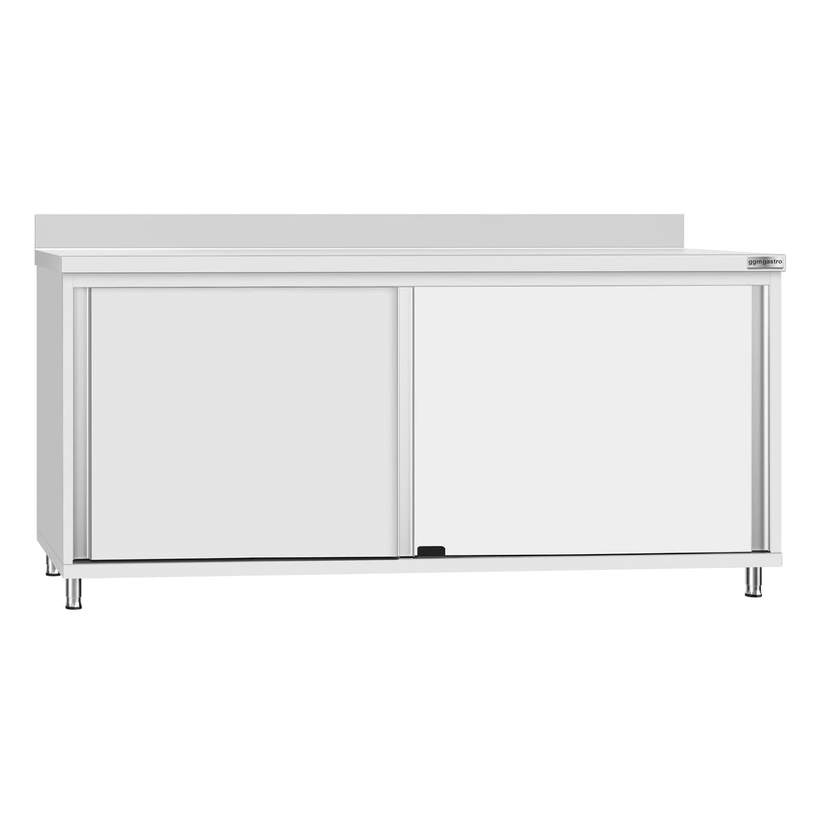 Stainless steel work cabinet ECO - 1800x700mm - with sliding door and backsplash