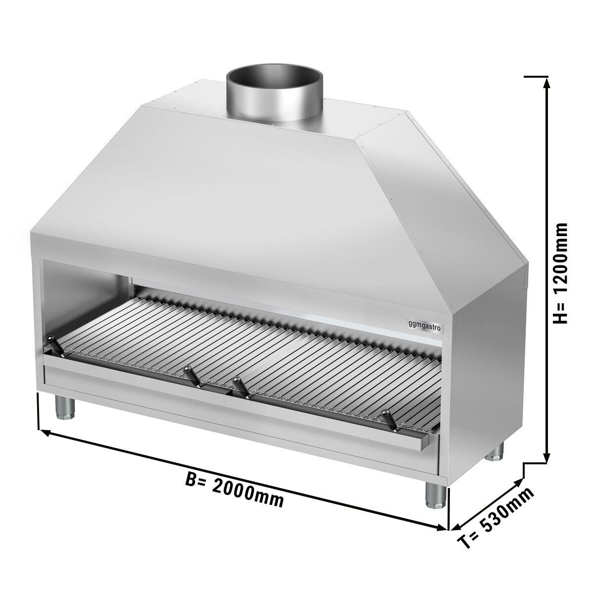 Stainless steel charcoal barbecue - 2.0 m