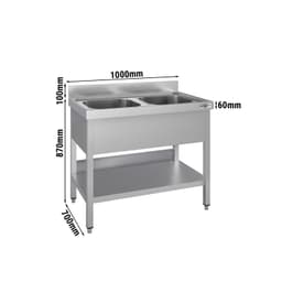 Umývací stůl ECO - 1000x700 mm - se spodní policí a 2 dřezy uprostřed