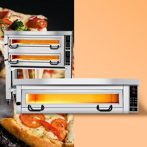 Elektrická pizza pec Power - 6+6 Ø 34 cm - vč. digestoře, podstavce & setu koleček