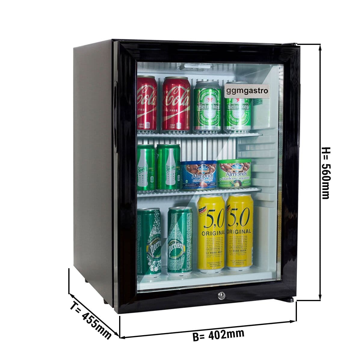 Minibar lednice - s 1 skleněnými dveřmi - tichá & uzamykatelná