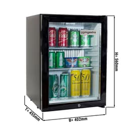 Minibar lednice - s 1 skleněnými dveřmi - tichá & uzamykatelná