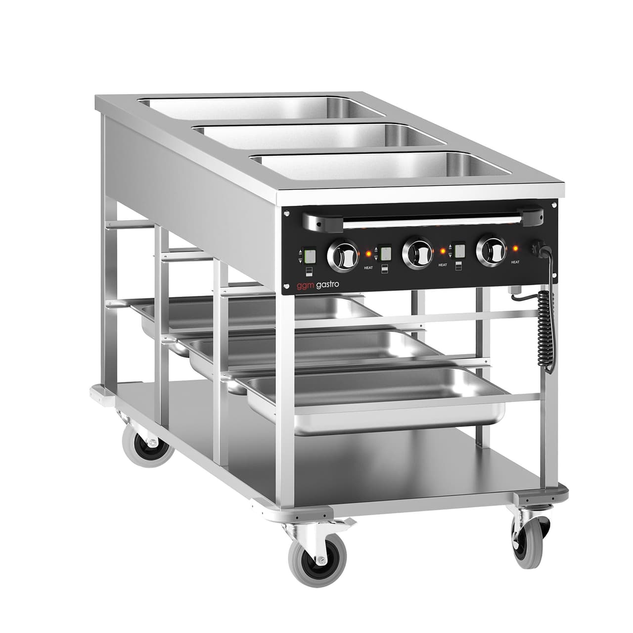 Termo vozík Bain Marie - 3 x GN 1/1 - samostatně nastavitelná teplota vaničky