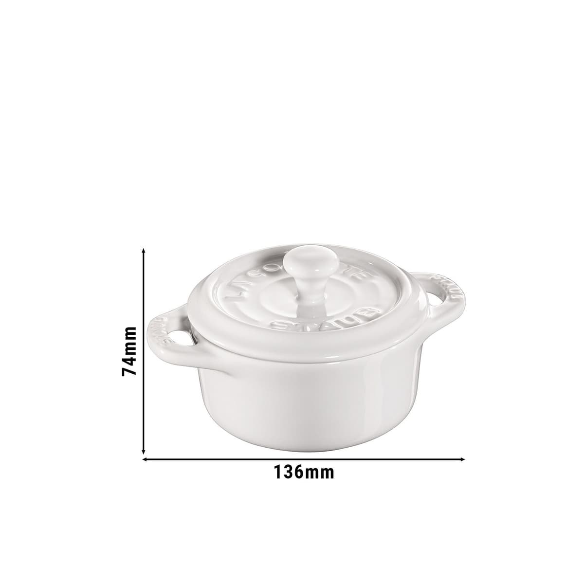 STAUB | CERAMIQUE - mini kokotka - Ø 100 mm - kulatá - keramika - čistě bílá