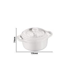 STAUB | CERAMIQUE - mini kokotka - Ø 100 mm - kulatá - keramika - čistě bílá