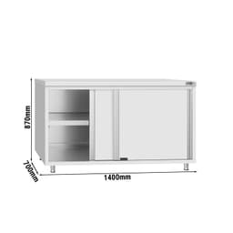 Stainless steel work cabinet ECO - 1400x700mm - with sliding door