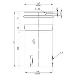 Vkládací zásuvka/ Adaptér pro horní část komína -  Ø 150 mm 