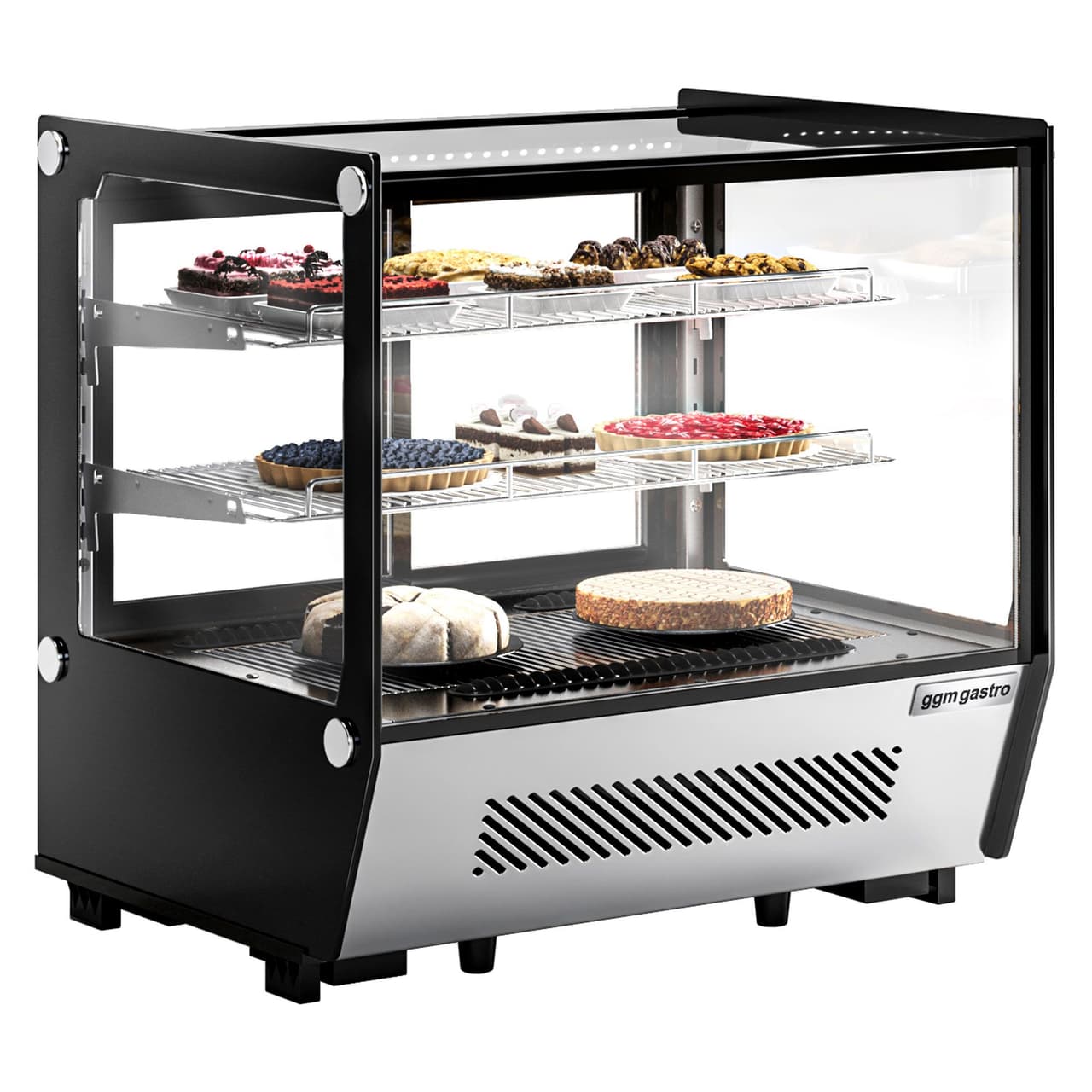 Tabletop refrigerated display case - 120 liters - 700mm - square - with 2 shelves