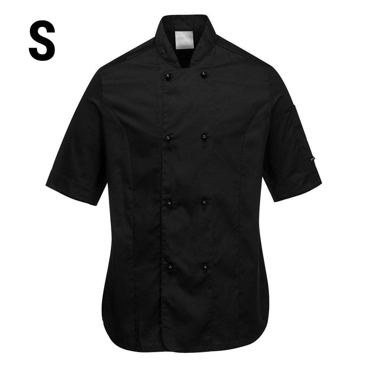 (5 pieces) Ladies chef jacket short sleeve - Black - Size: S