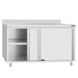 Stainless steel work cabinet ECO - 1400x700mm - with sliding door and backsplash