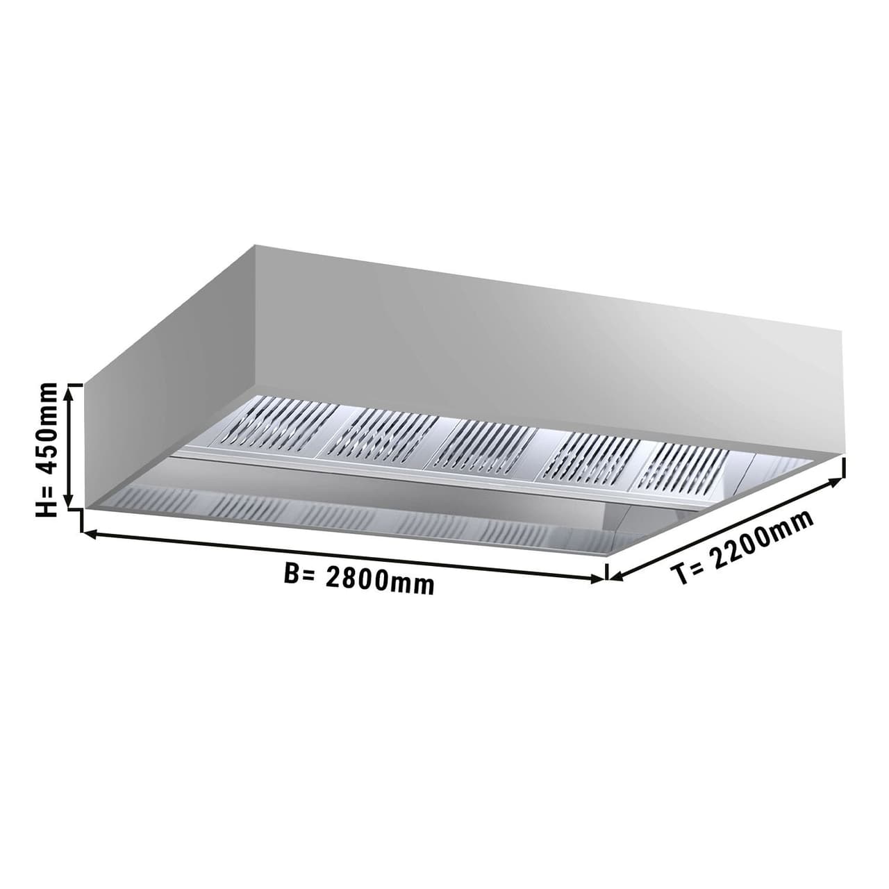 Indukční digestoř - 2,8 m - s filtrem a LED lampou