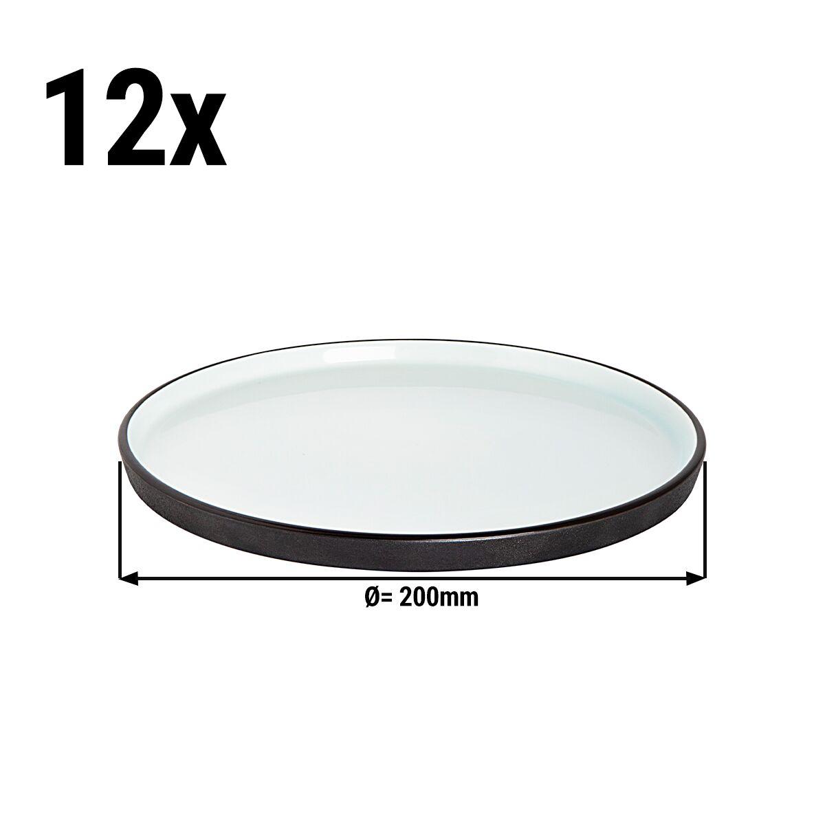 (12 pieces) COSMIC - Flat plate - Ø 20 cm - White / Black