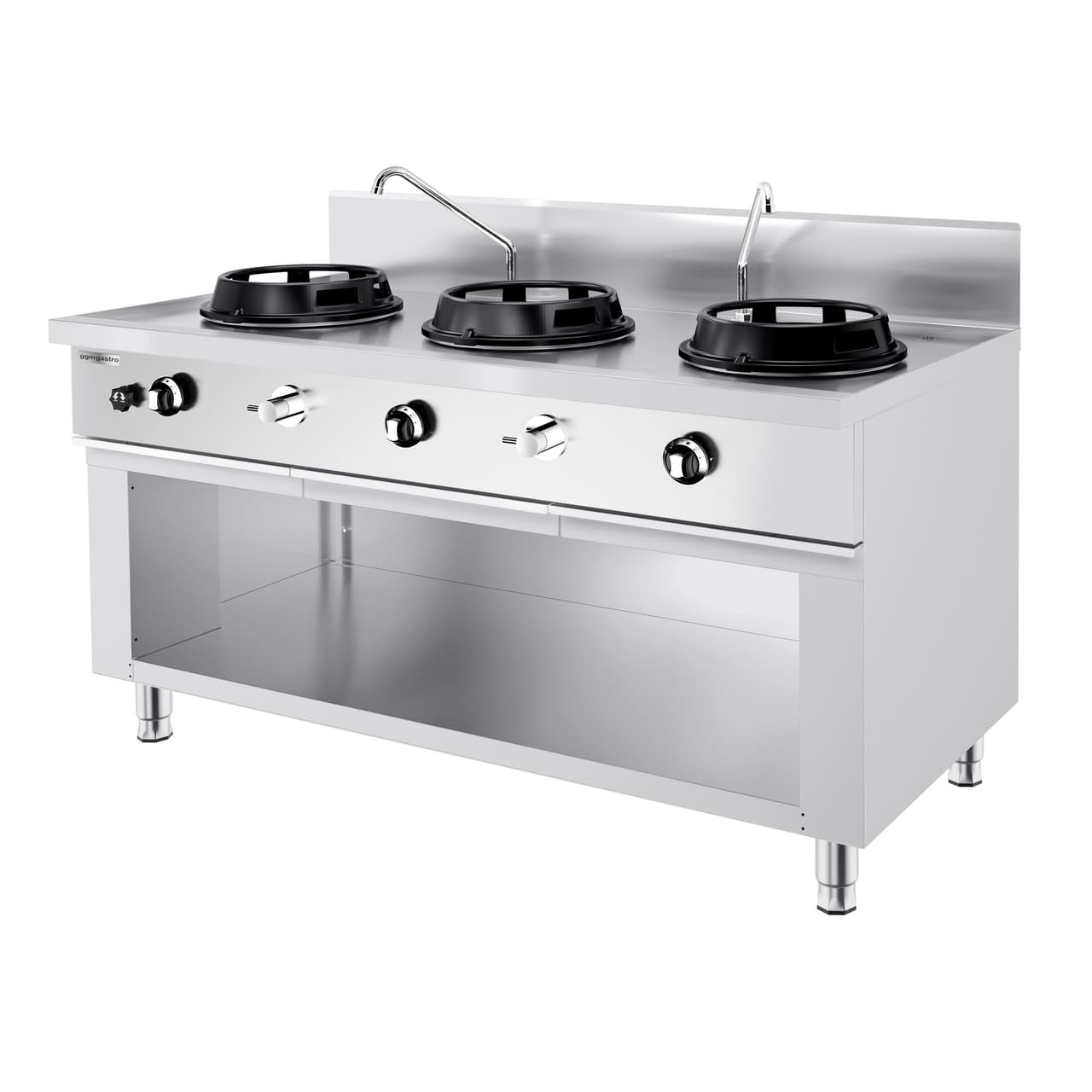 Gas wok cooker - 45 kW - 3 hobs - incl. 2 mini water columns