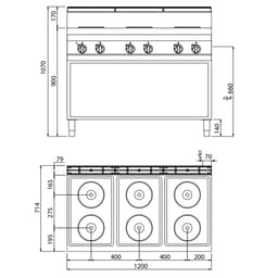 Elektrický sporák 6x plotýnka kulatá (15,6 kW)