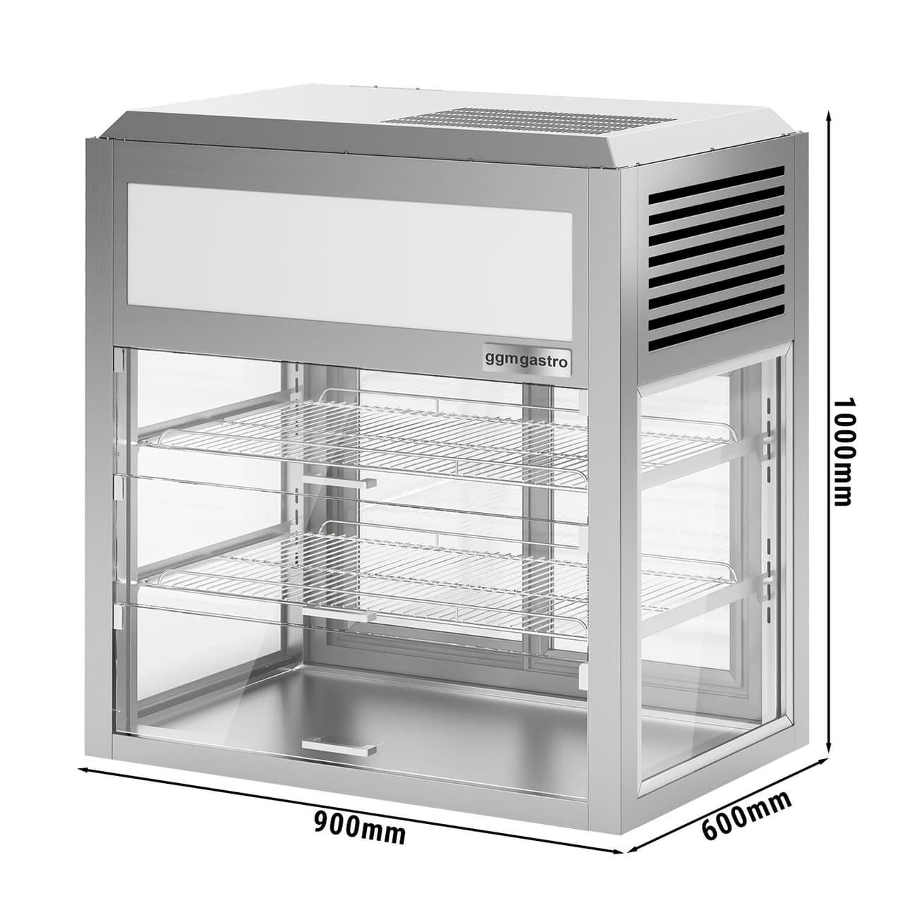 Countertop refrigerated display case - self-service - 900mm - with LED lighting & 2 shelves 225 Litres