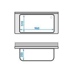 Mycí stůl ECO - 1200x600mm - se spodní policí a 1 dřezem