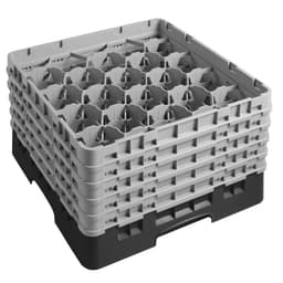 CAMBRO | CAMRACK® - Koš na sklo 1/1 s 5 nástavci - 500x500mm - 20 přihrádek - černý