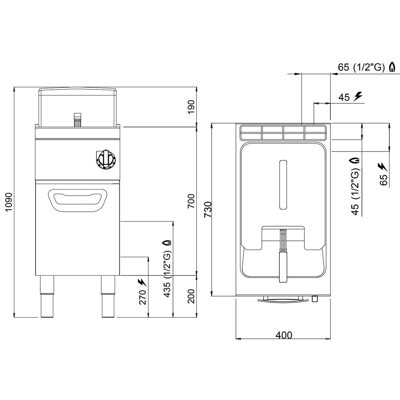 Plynová fritéza (14 kW) - 18L