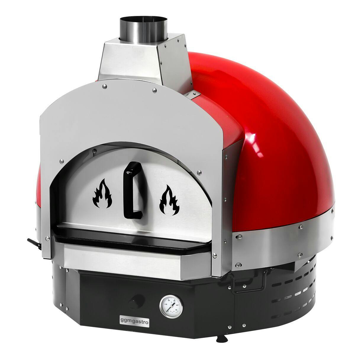Wooden pizza oven red - incl. base - height: 0.83 m	