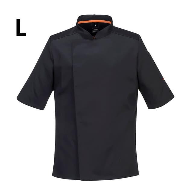 Short Sleeve MeshAir Pro Chef's Jacket - Black - Size: L	