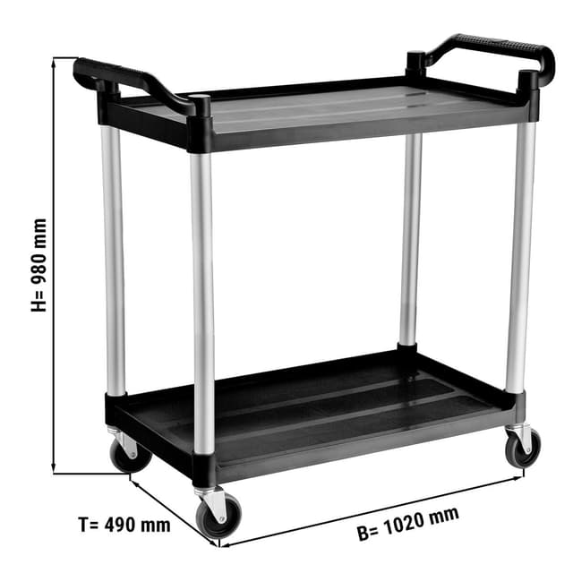 Servierwagen aus Kunststoff - 1020x490mm - mit 2 Abstellflächen