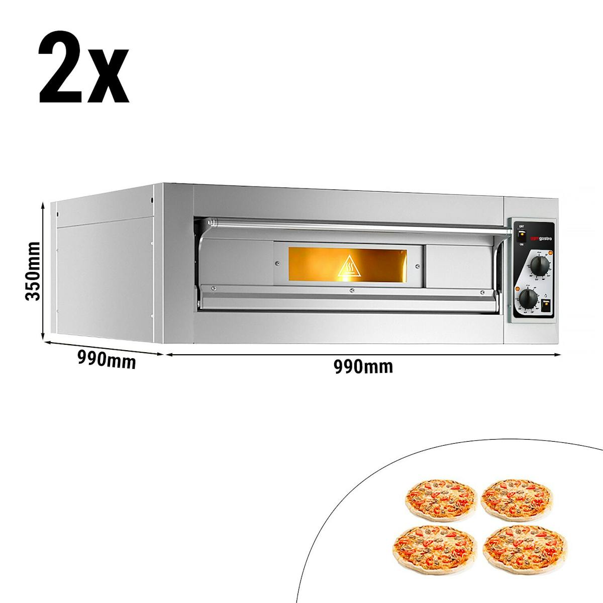 (2 pieces) Electric pizza oven - 4+4x 33 cm - Manual