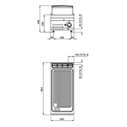 Plynová grilovací deska - 10 kW - drážkovaná