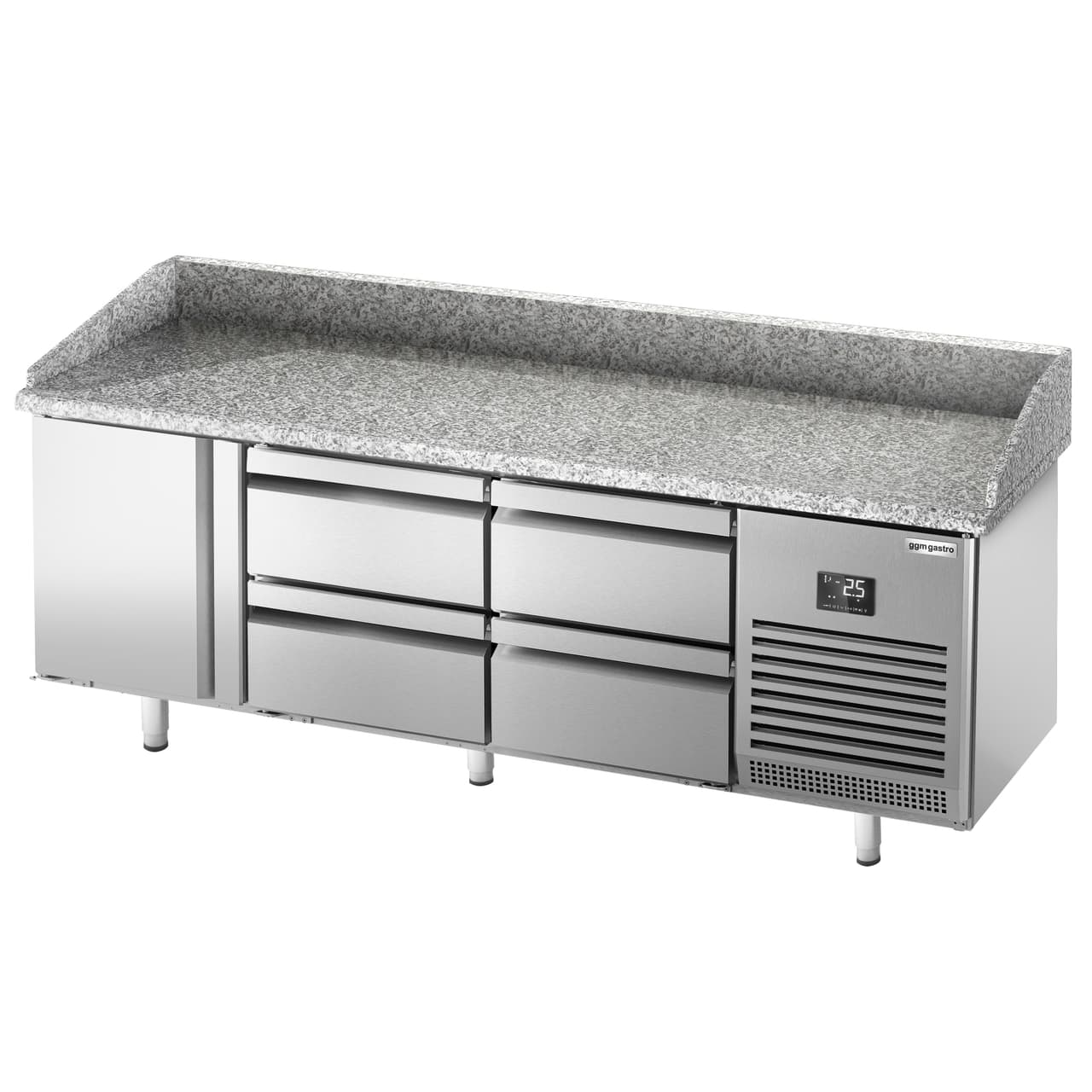 Pizza preparation table  Premium PLUS- 1980x700mm - with 1 door & 4 drawers